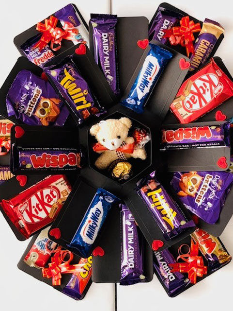 Valentine Selection Box, Revealing the Teddy and Chocs