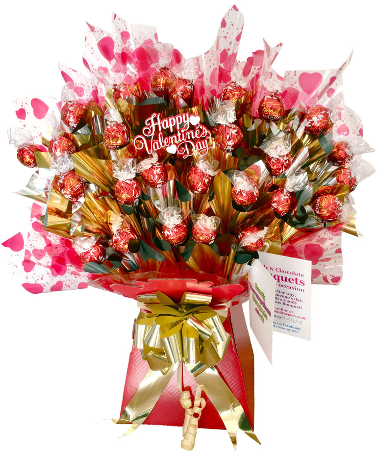 Valentines Lindt Chocolate Bouquet, Gold trim